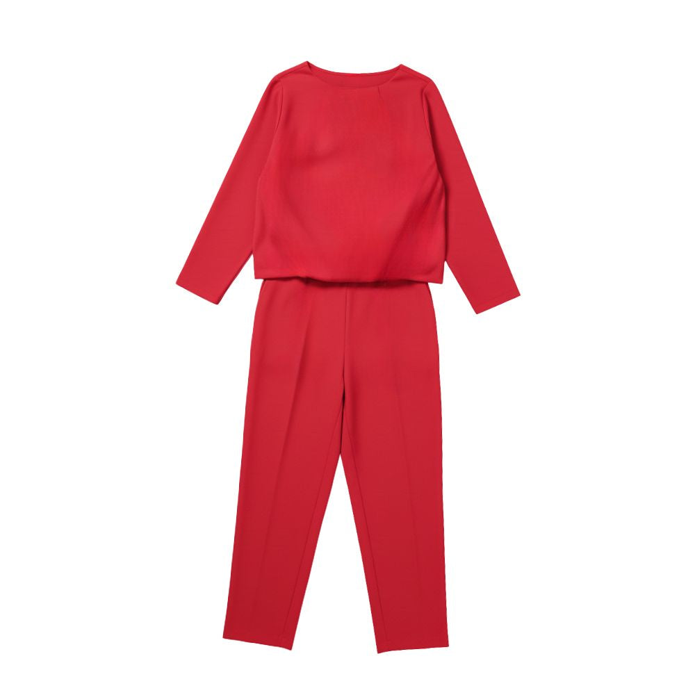 Women’s Two-Piece Set with Wide-Neck Top and Tapered Trousers