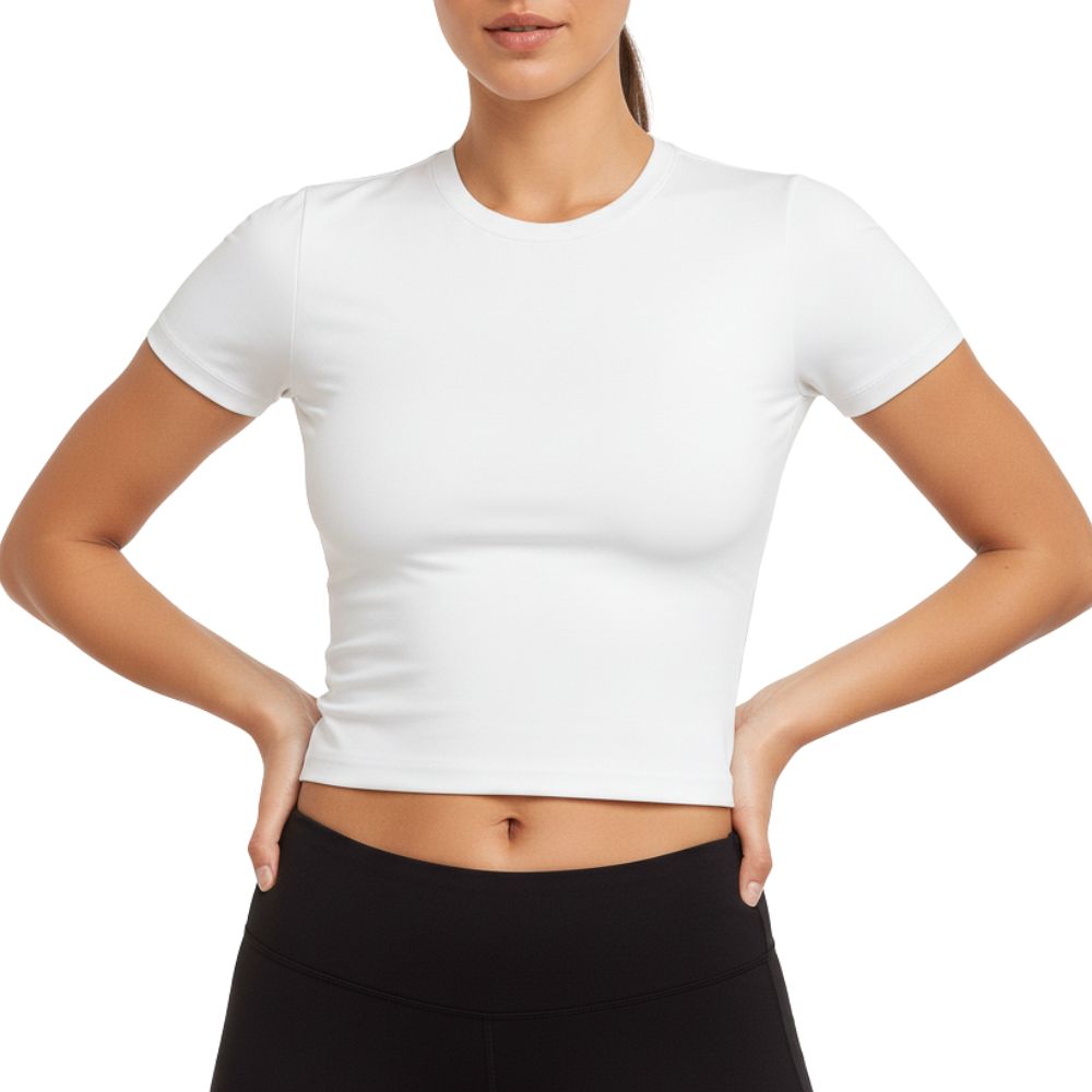 Fitted short-sleeved cropped T-shirt