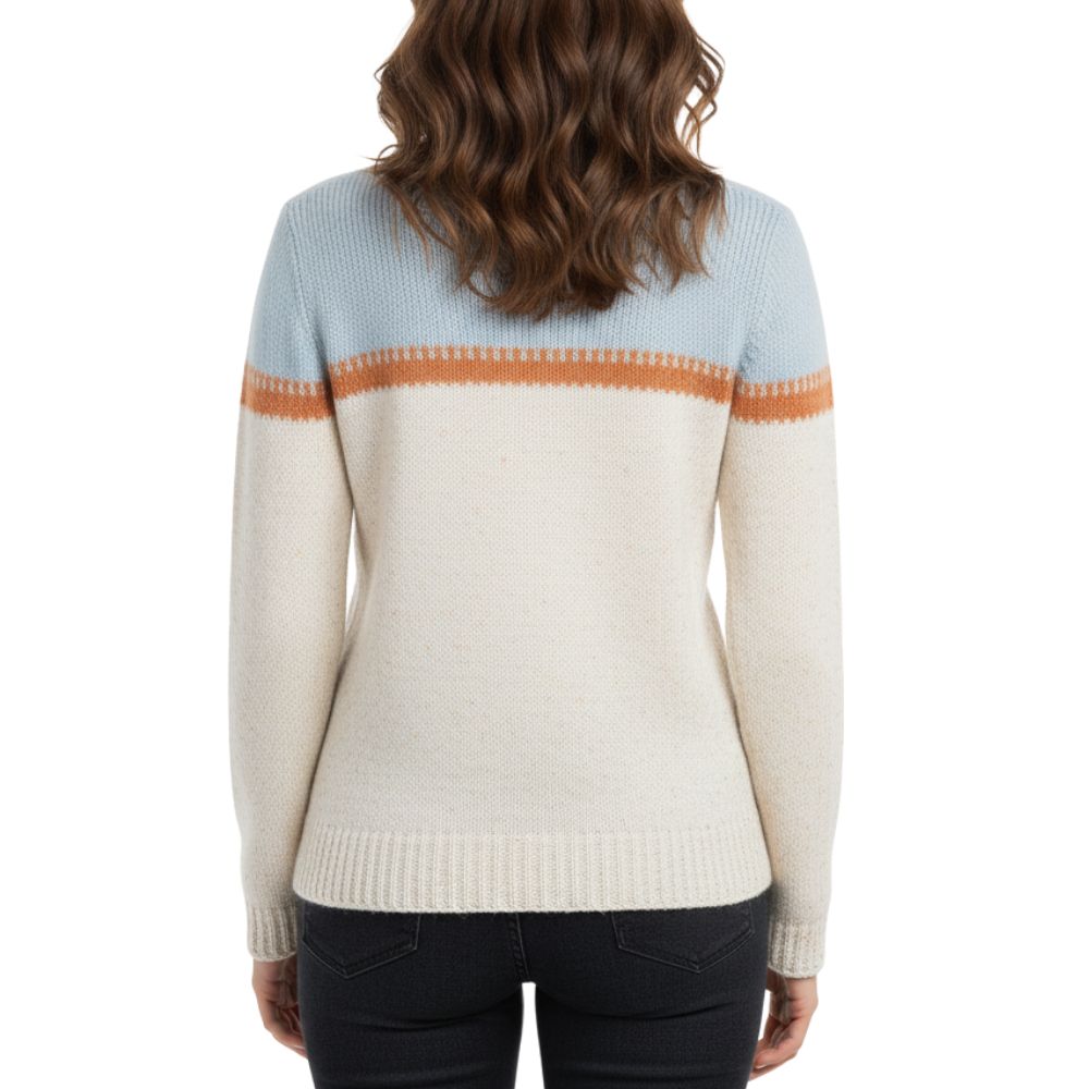 Knitted sweater with contrasting upper panel and stripe detail