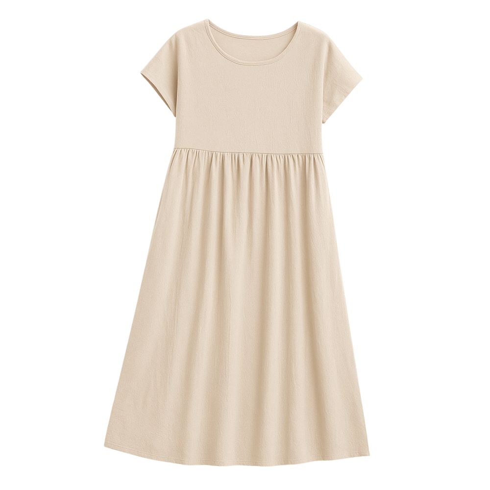 Elegant long dress with short sleeves and a loose fit