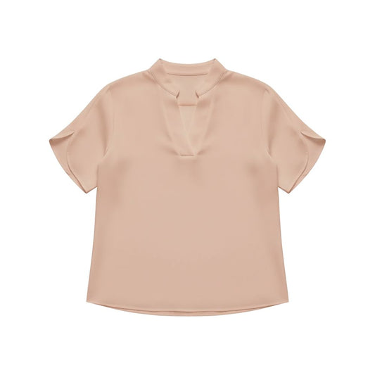 Short-sleeved top with V-neck and loose cut