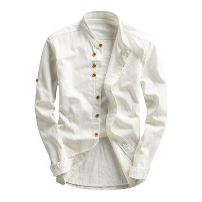 Men's long-sleeved shirt with stand-up collar