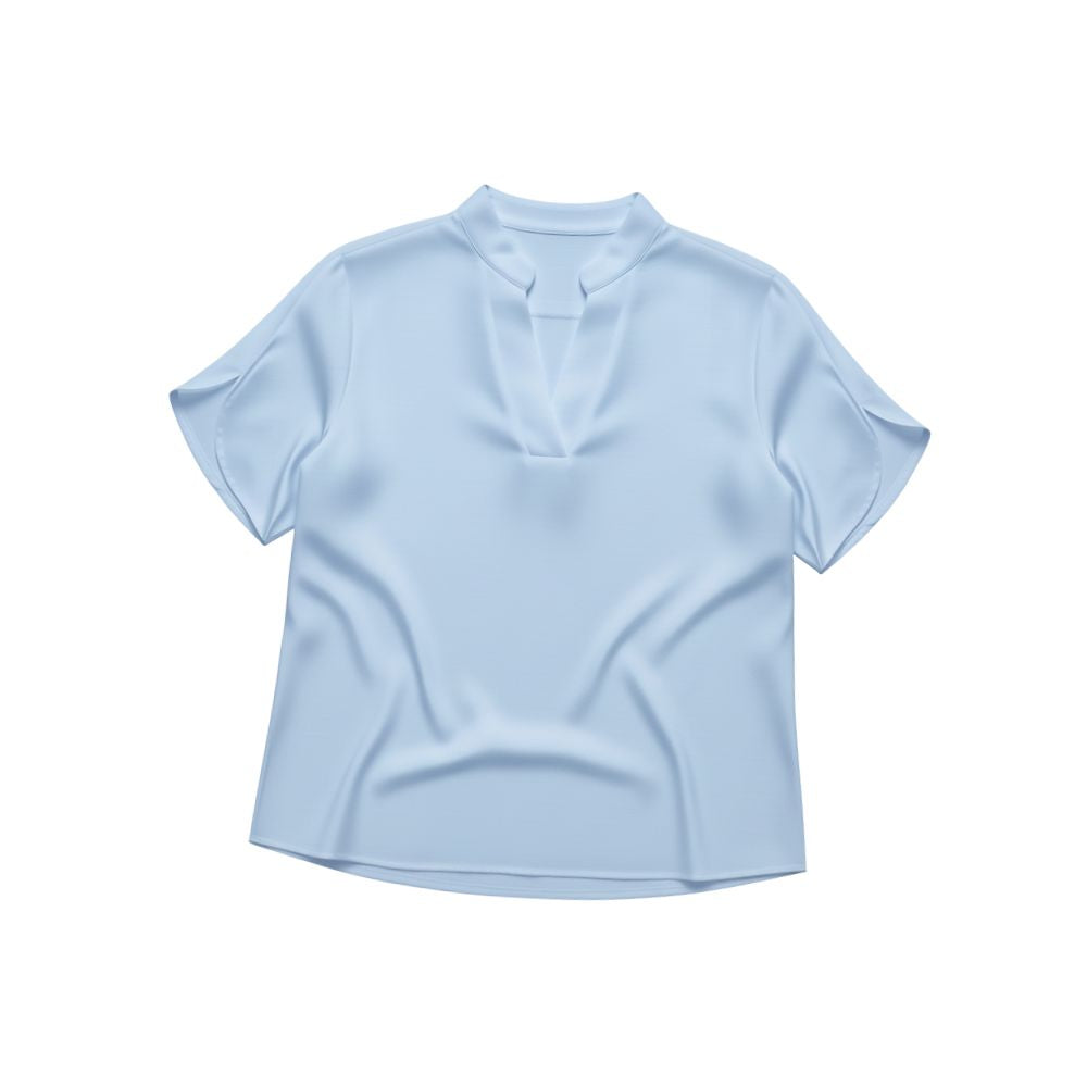 Short-sleeved top with V-neck and loose cut