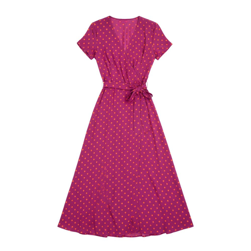 Sleeveless maxi dress with round neck and all-over pattern