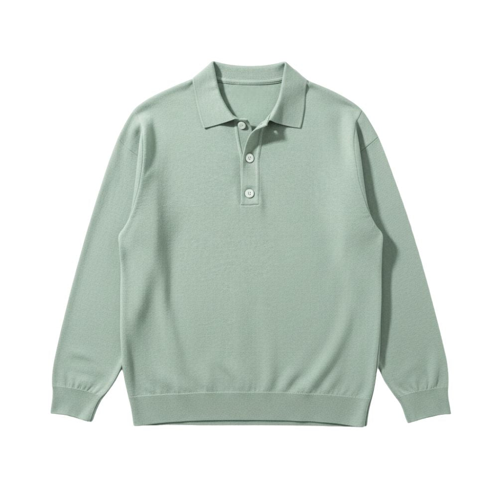 Men’s long-sleeve knit polo shirt