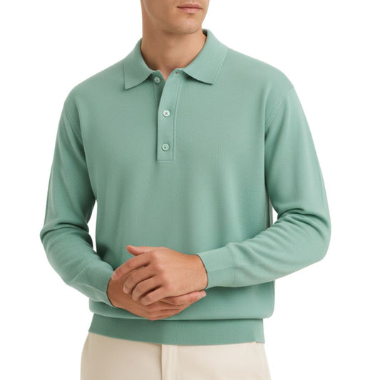 Men’s long-sleeve knit polo shirt
