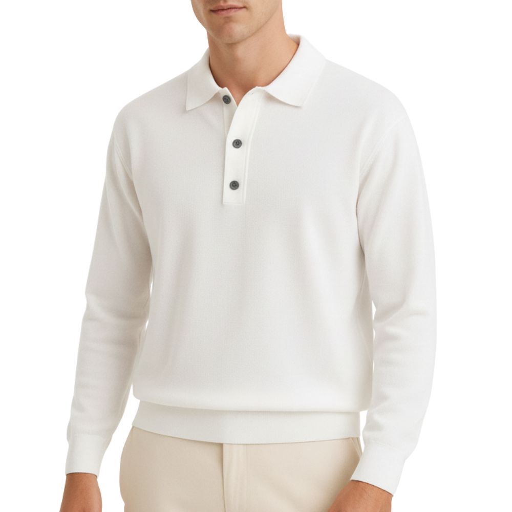 Men’s long-sleeve knit polo shirt