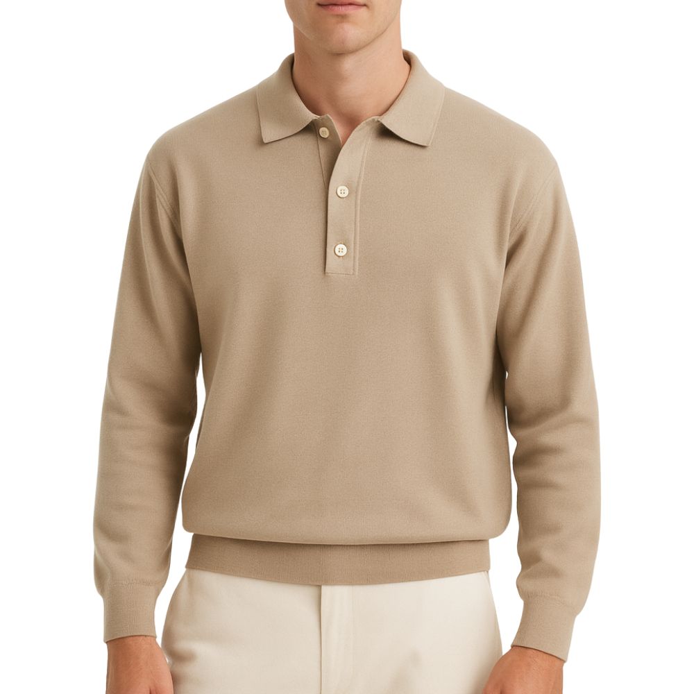 Men’s long-sleeve knit polo shirt