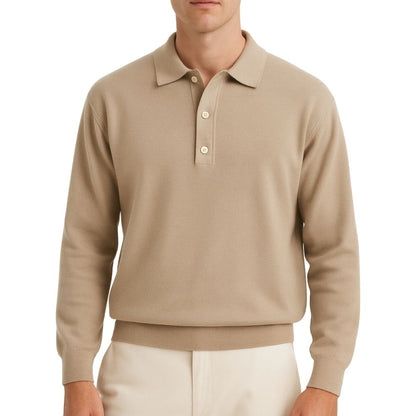 Men’s long-sleeve knit polo shirt