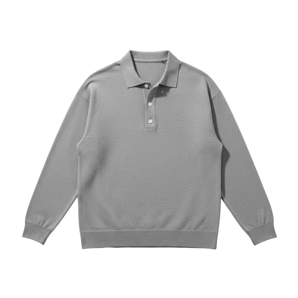Men’s long-sleeve knit polo shirt