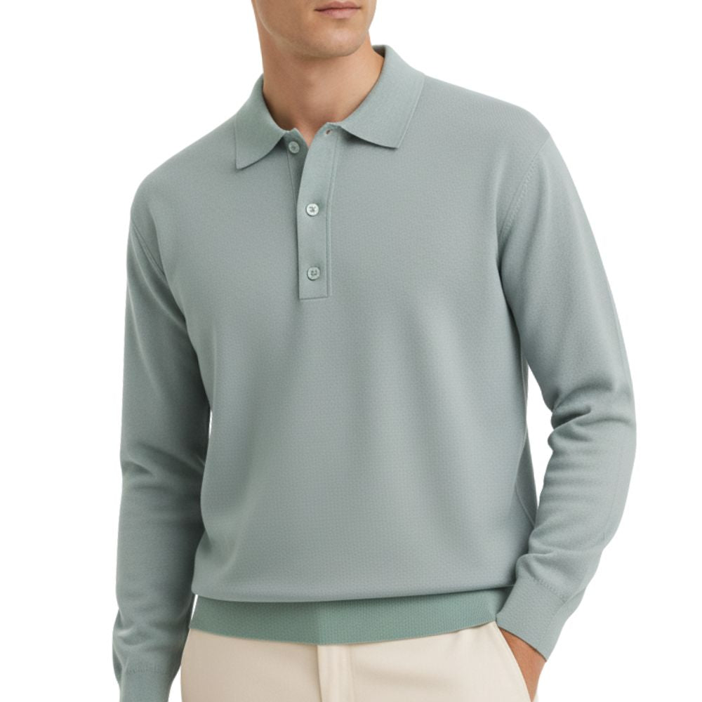 Men’s long-sleeve knit polo shirt
