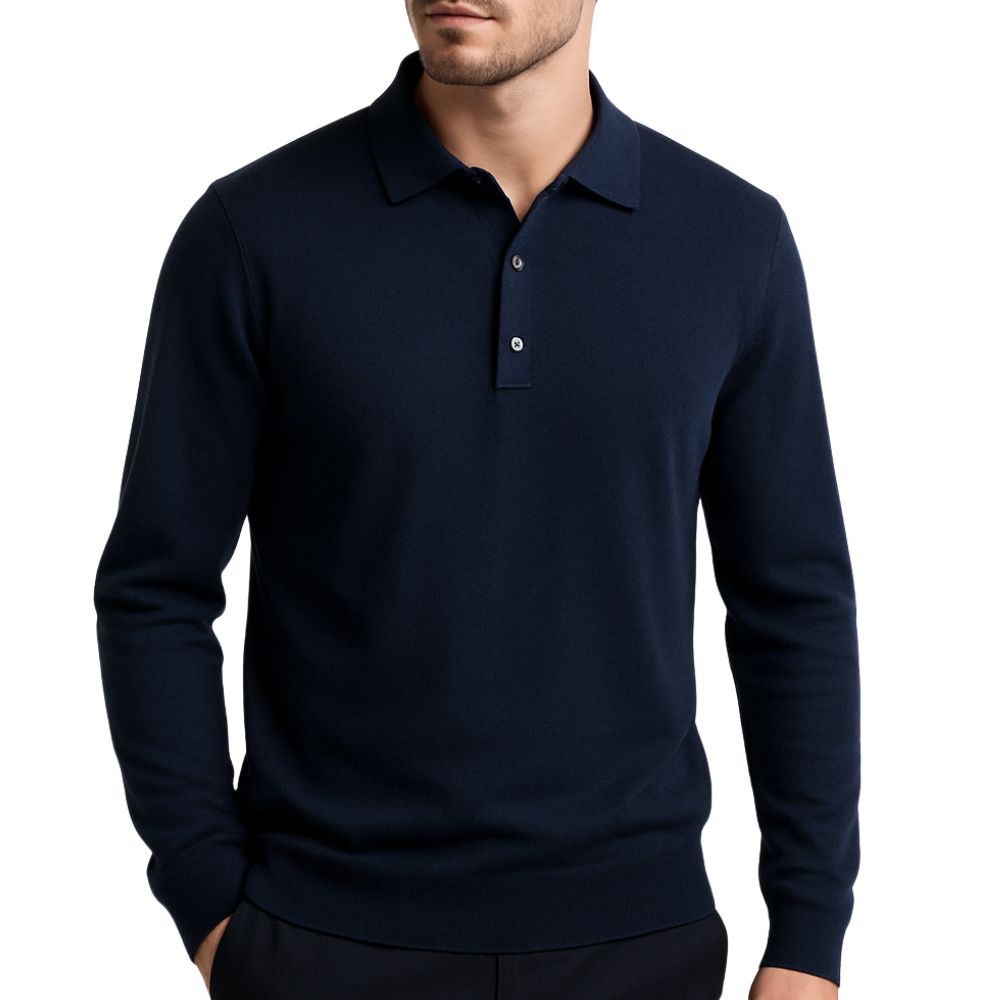 Men’s long-sleeve knit polo shirt