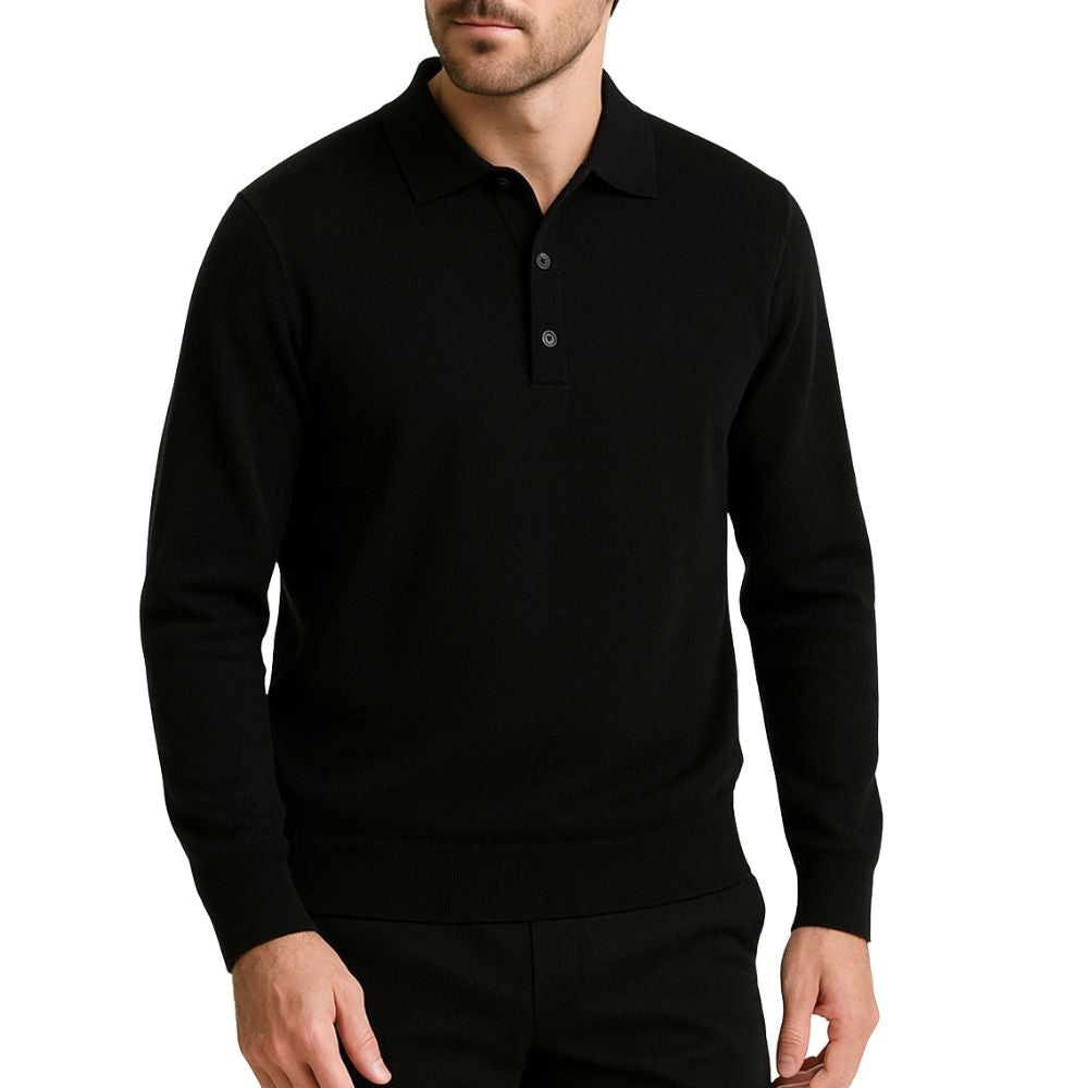 Men’s long-sleeve knit polo shirt