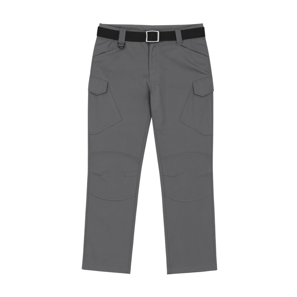 Cargo trousers with multiple pockets and belt