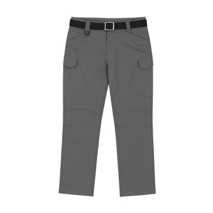 Cargo trousers with multiple pockets and belt