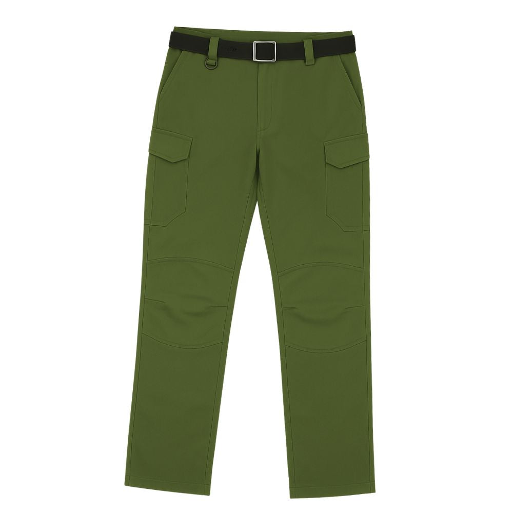Cargo trousers with multiple pockets and belt