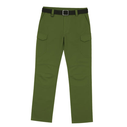 Cargo trousers with multiple pockets and belt