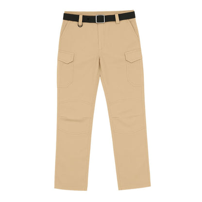 Cargo trousers with multiple pockets and belt