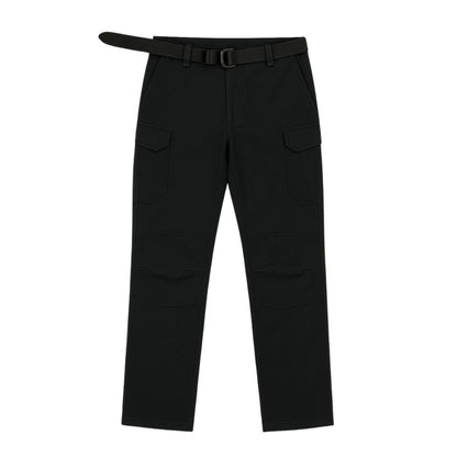 Cargo trousers with multiple pockets and belt