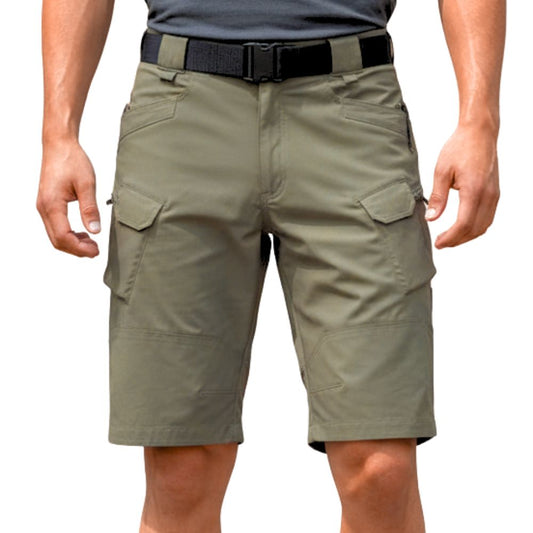 Cargo shorts with multiple pockets and belt