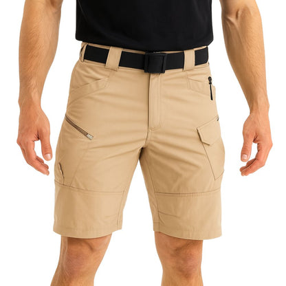 Cargo shorts with multiple pockets and belt