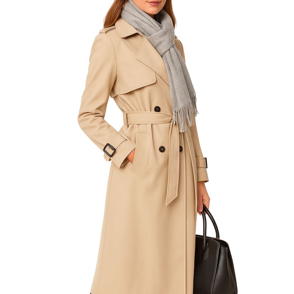 Coat with Waist Belt and Epaulettes