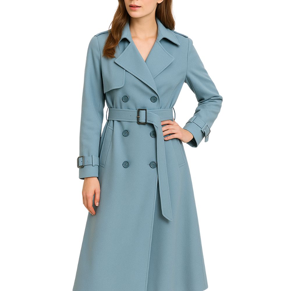 Coat with Waist Belt and Epaulettes