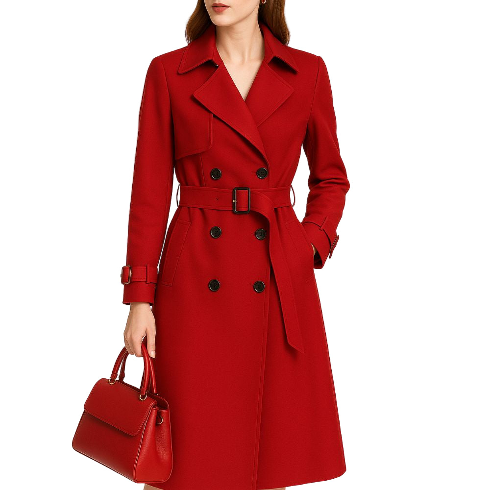 Coat with Waist Belt and Epaulettes