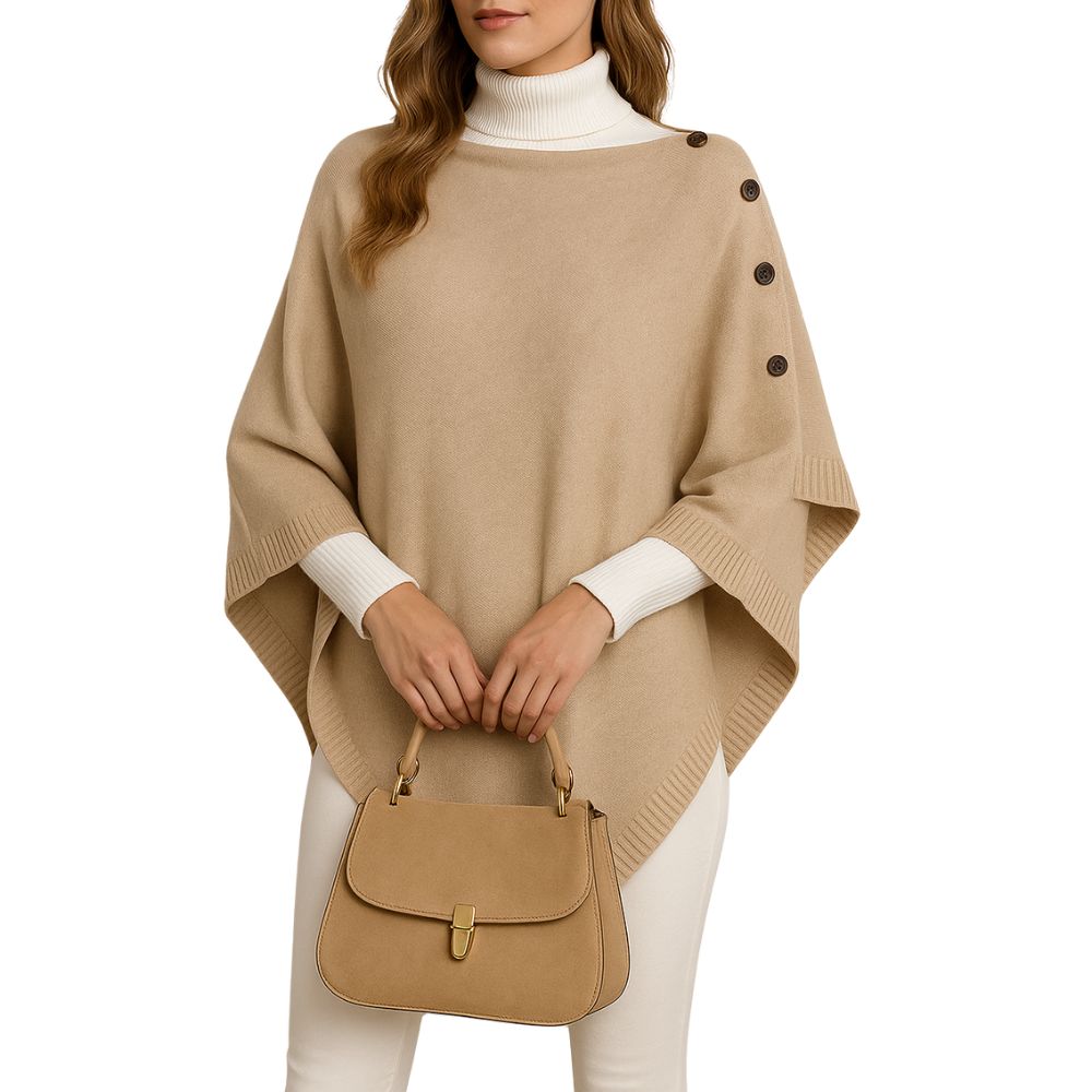 Poncho with Buttoned Shoulder