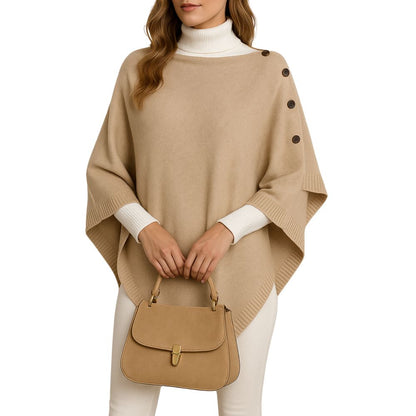 Poncho with Buttoned Shoulder