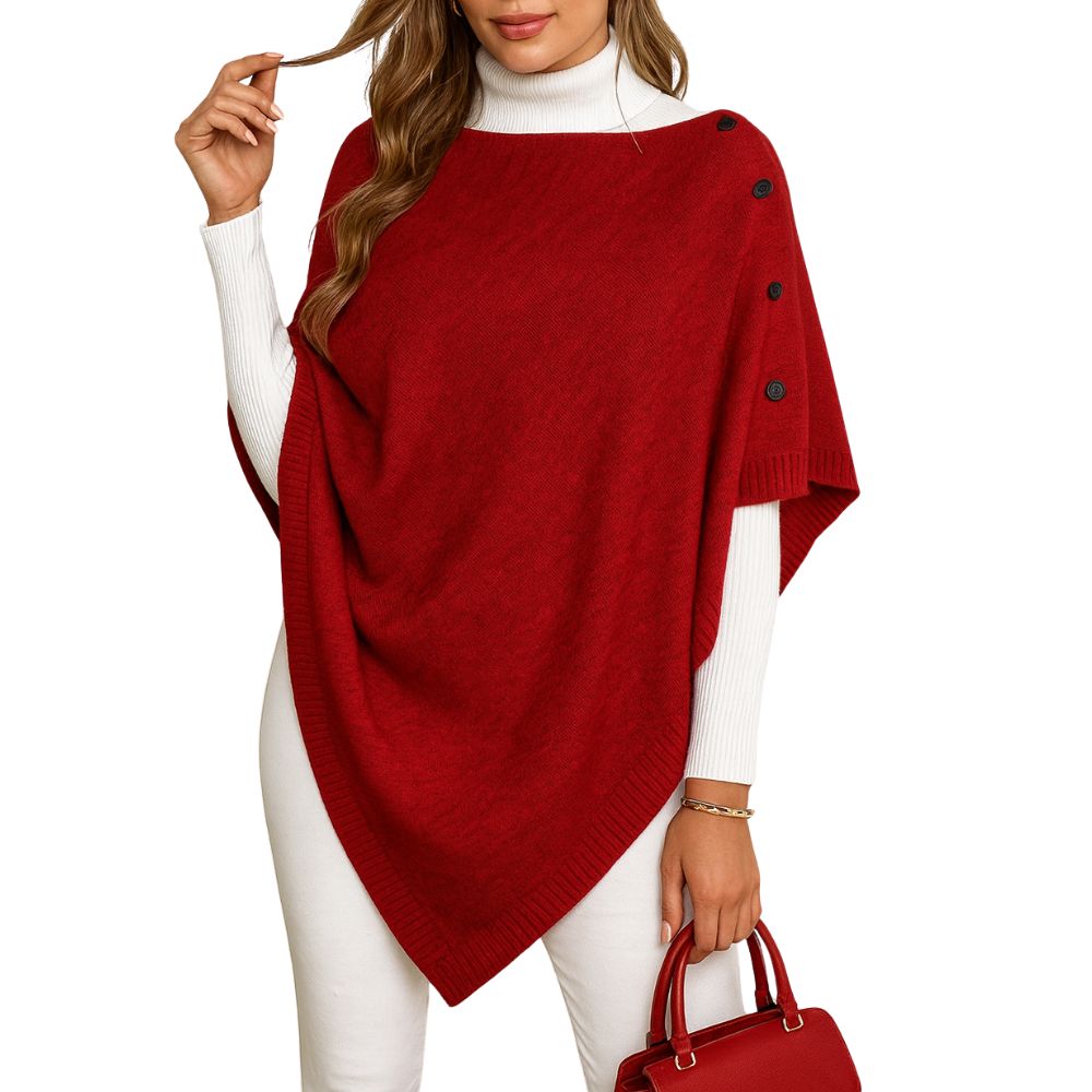 Poncho with Buttoned Shoulder