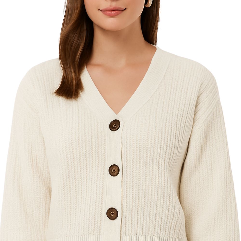 Sweater with V-Neck and Button Closure