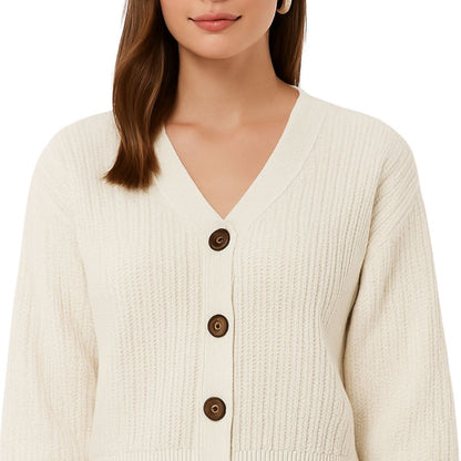 Sweater with V-Neck and Button Closure