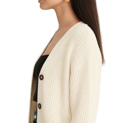 Sweater with V-Neck and Button Closure