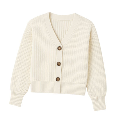Sweater with V-Neck and Button Closure