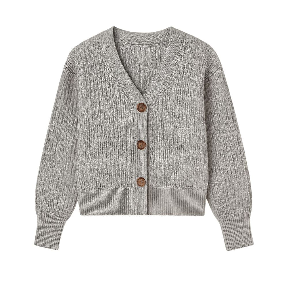 Sweater with V-Neck and Button Closure