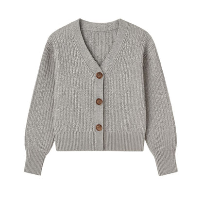 Sweater with V-Neck and Button Closure