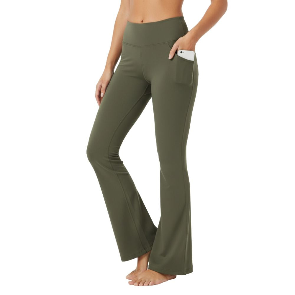 Women's flared leg trousers with side pocket