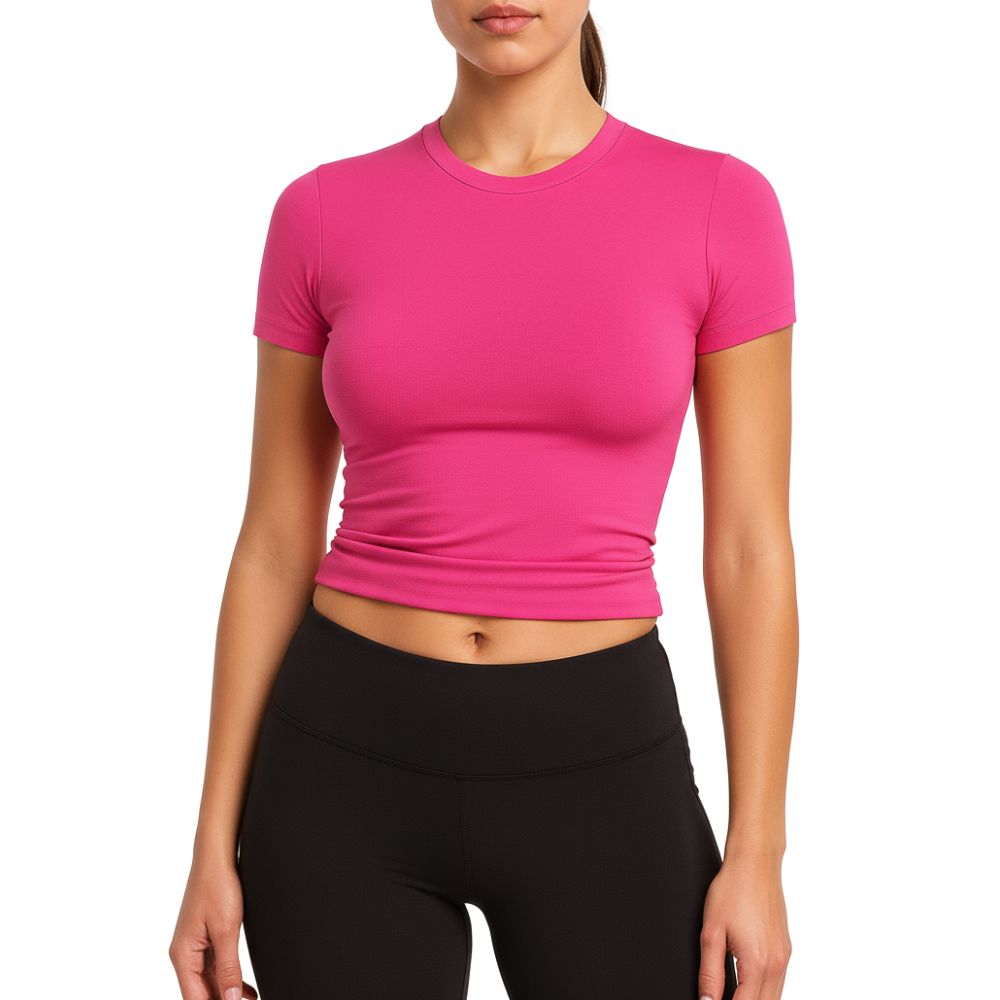 Fitted short-sleeved cropped T-shirt