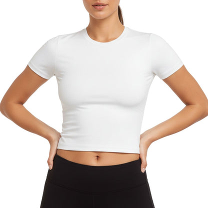 Fitted short-sleeved cropped T-shirt