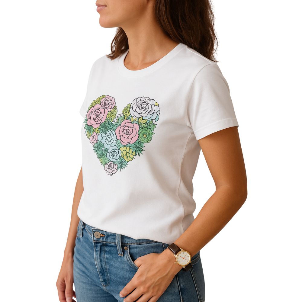Printed short-sleeved T-shirt with round neckline