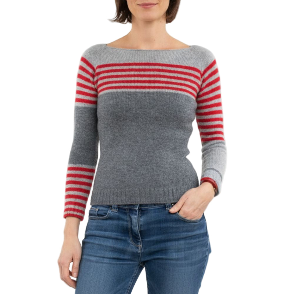 Knitted sweater with striped design