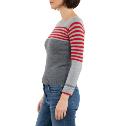 Knitted sweater with striped design