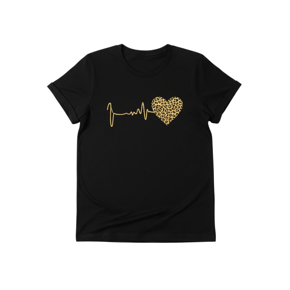 Graphic print short-sleeved T-shirt with heart design