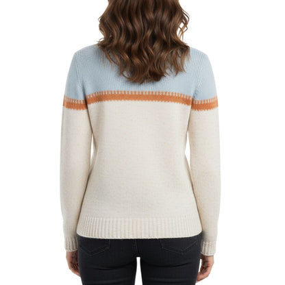Knitted sweater with contrasting upper panel and stripe detail