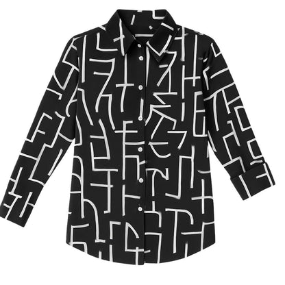 Women's blouse with pattern and button placket