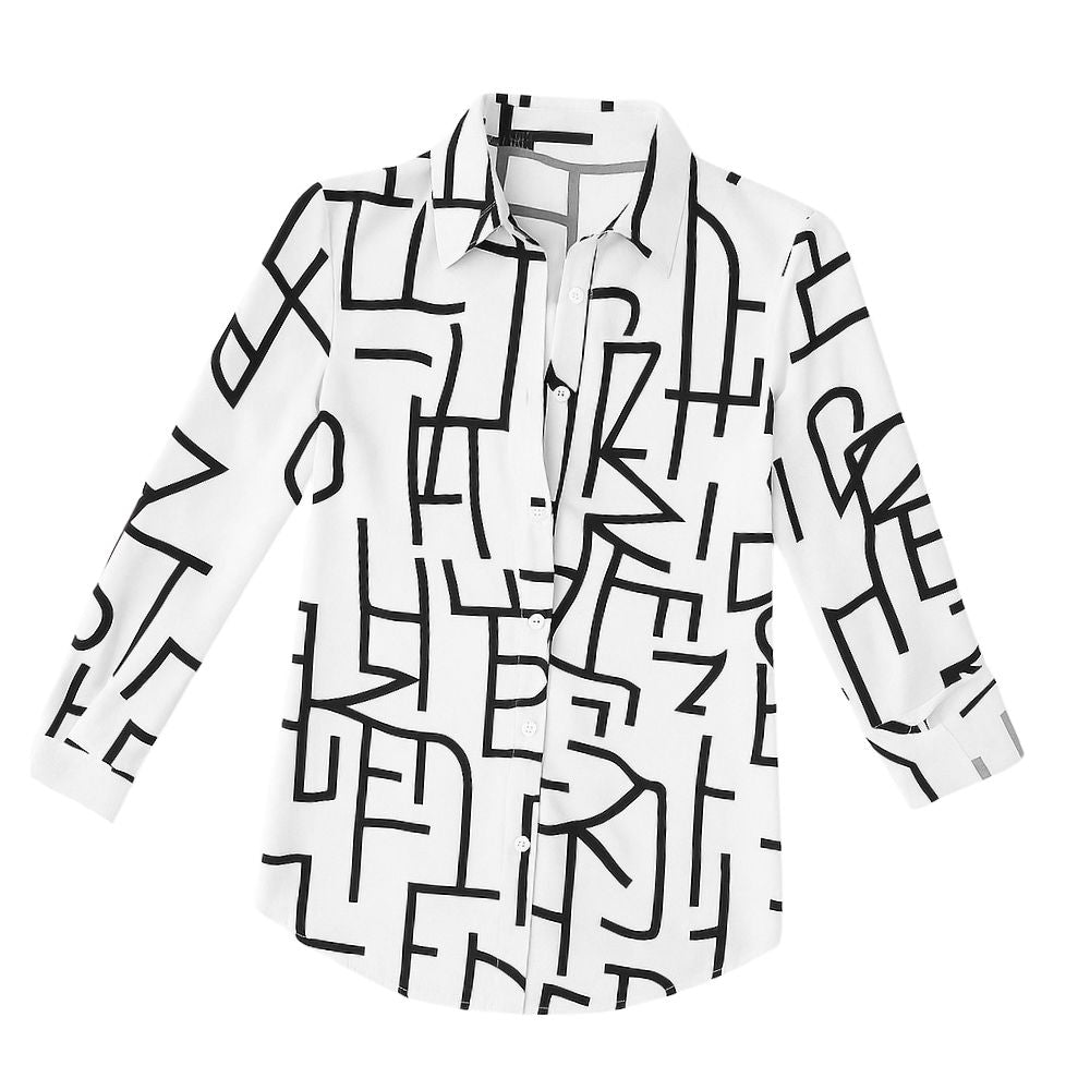 Women's blouse with pattern and button placket