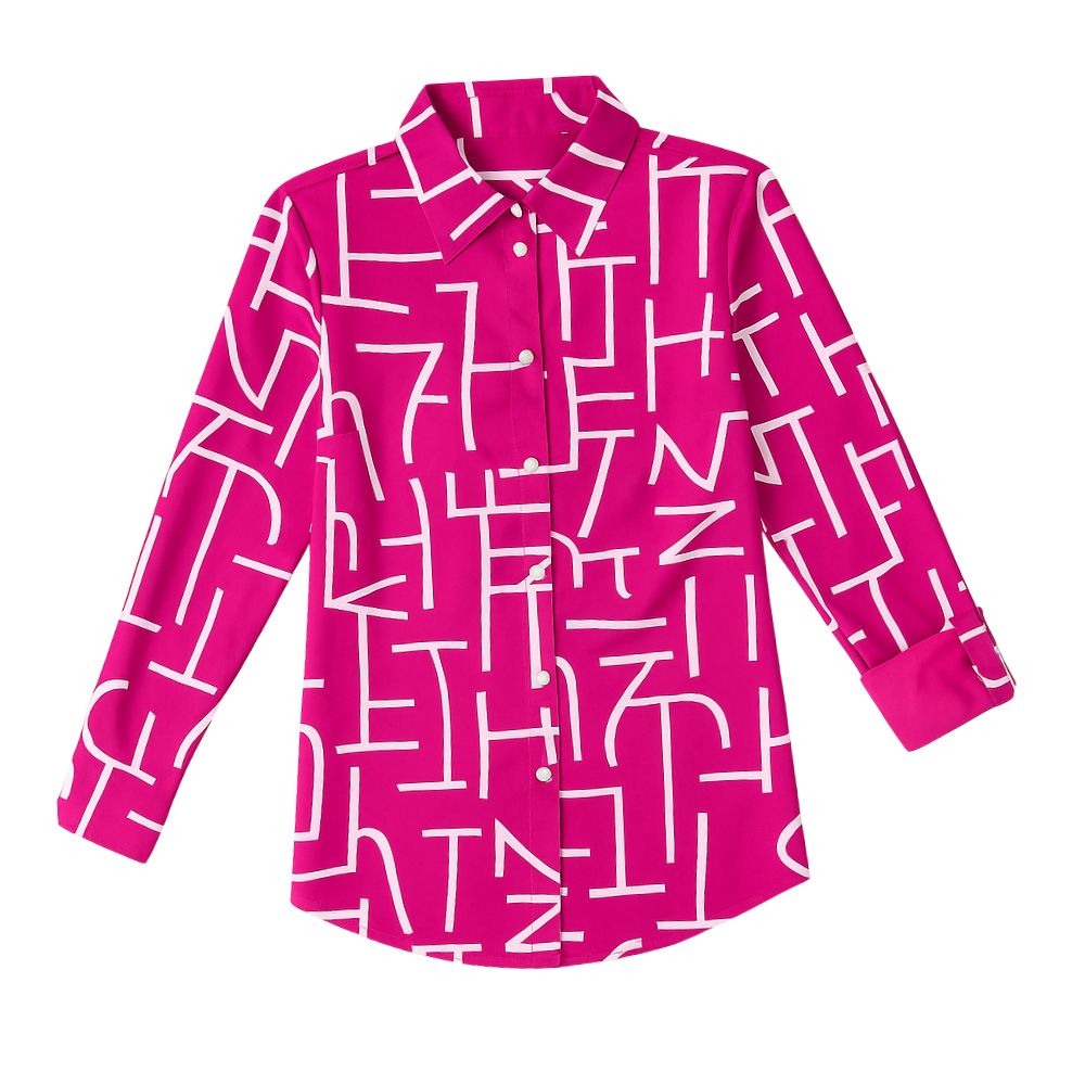 Women's blouse with pattern and button placket