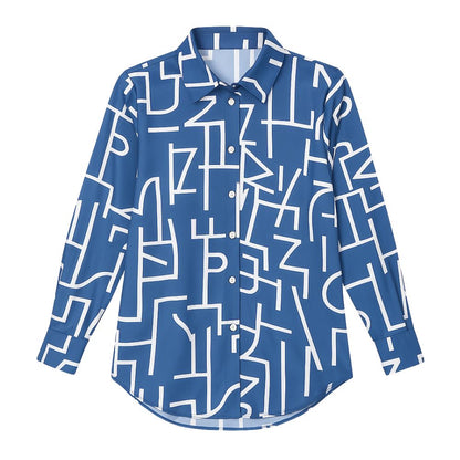 Women's blouse with pattern and button placket