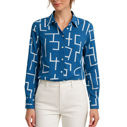 Women's blouse with pattern and button placket